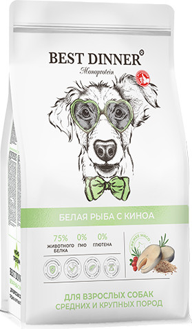 Изображение товара Сухой корм для собак Best Dinner Monoprotein Adult Medium&Maxi Fish&Quinoa (2кг)