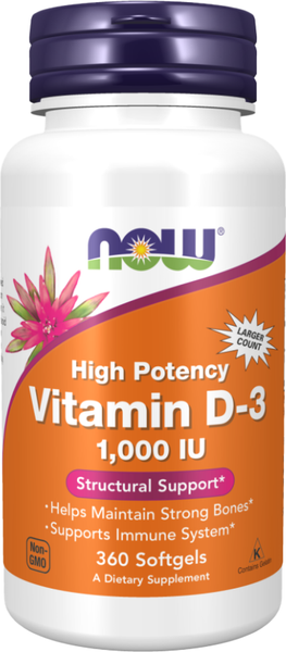 Изображение товара Витамин NOW D3 1000 МЕ (360 капсул)