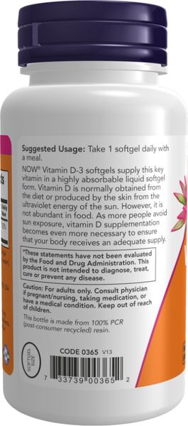 Изображение товара Витамин NOW D3 1000 МЕ (360 капсул)