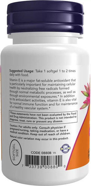 Изображение товара Витамин NOW Натуральный Витамин Е-200 (100 капсул)