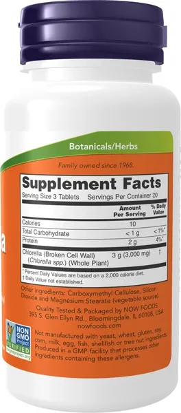 Изображение товара Пищевая добавка NOW Chlorella (60 таблеток)