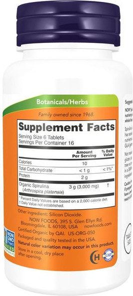 Изображение товара Пищевая добавка NOW Spirulina 500мг (100 таблеток)