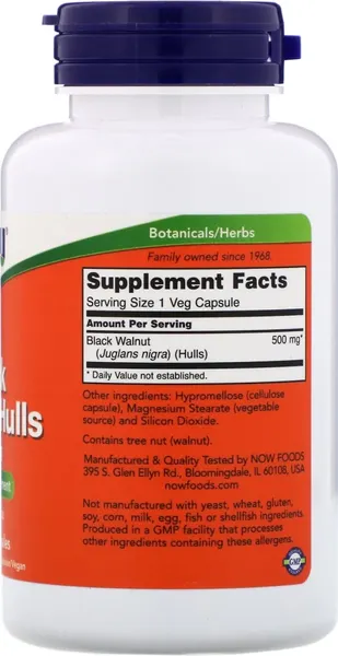 Изображение товара Пищевая добавка NOW Black Walnut Hulls (100 капсул)