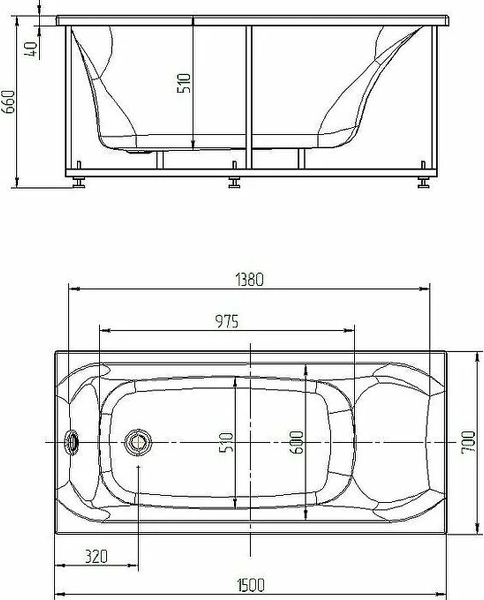 Изображение товара Ванна акриловая Aquatek Альфа 150 / ALF150-0000107