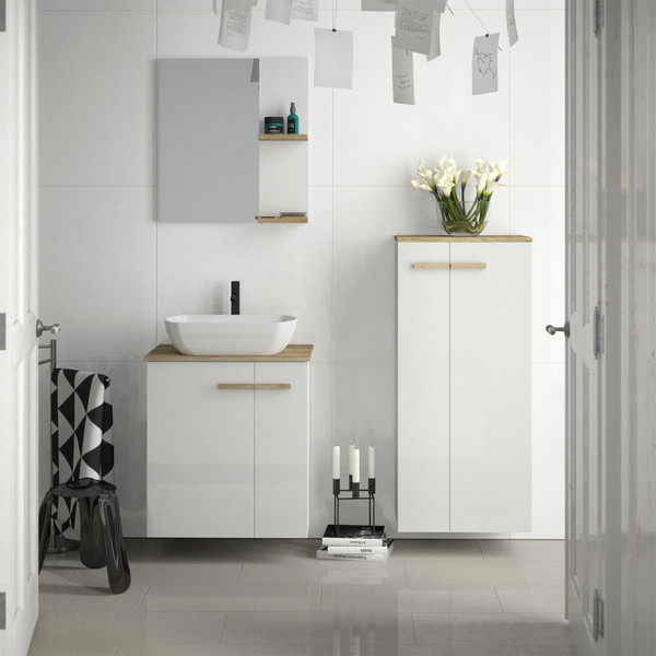 Изображение товара Комплект мебели для ванной Lauter Adri тумба, столешница, раковина 21674A (зеркало, 59 см, белый глянец)