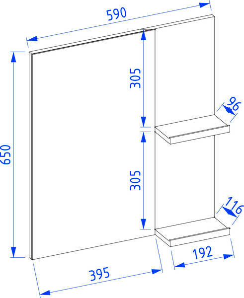 Изображение товара Комплект мебели для ванной Lauter Adri тумба, столешница, раковина 21674A (зеркало, 59 см, белый глянец)