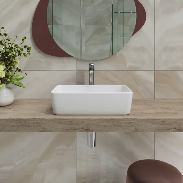 Изображение товара Комплект мебели для ванной Lauter Adri тумба, столешница, раковина 21674A (шкаф-пенал, зеркало, 59 см, белый глянец)