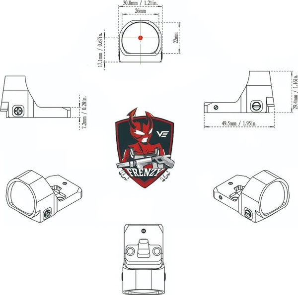 Изображение товара Коллиматорный прицел Vector Optics Frenzy-X 1x22x26 MOS Multi Reticle / SCRD-M36