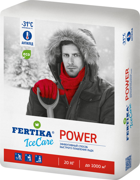 Изображение товара Противогололедный реагент Fertika Icecare Power -30C (20кг)