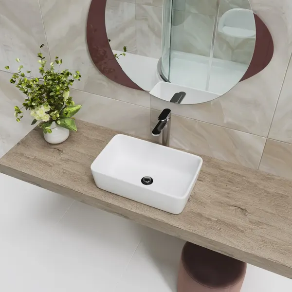 Изображение товара Комплект мебели для ванной Lauter Adri тумба, столешница, раковина 21674A (органайзер 32 см, шкаф-пенал, зеркало, 59 см, антрацит)