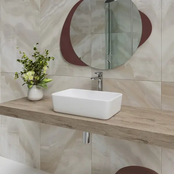 Изображение товара Комплект мебели для ванной Lauter Adri тумба, столешница, раковина 21674A (органайзер 32 см, шкаф-пенал, зеркало, 59 см, антрацит)