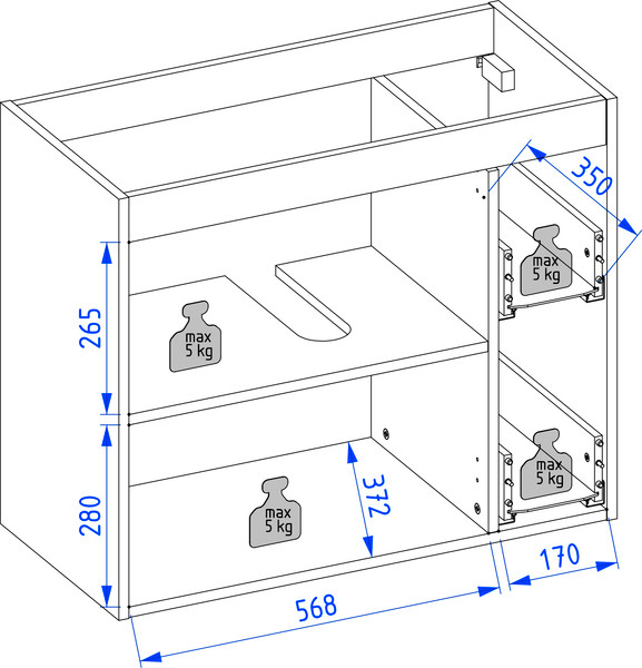 Изображение товара Комплект мебели для ванной Lauter Adri тумба, столешница, раковина 21674A (органайзер 23 см, шкаф-пенал, 79 см, белый глянец)
