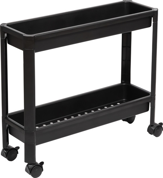 Изображение товара Этажерка Violet Vikea узкая 2-х ярусная на колесах / 782207 (черный)