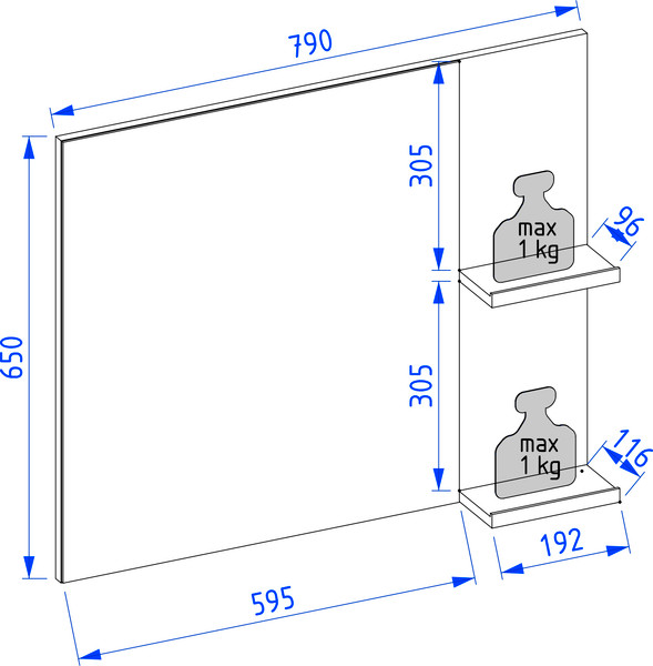 Изображение товара Комплект мебели для ванной Lauter Adri тумба, столешница, раковина 21674A (органайзер 32 см, шкаф-пенал, зеркало, 79 см, белый глянец)