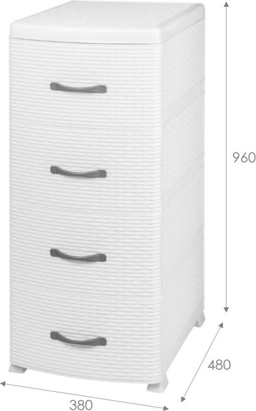 Изображение товара Комод пластиковый Violet Ротанг / 35706 (белый)