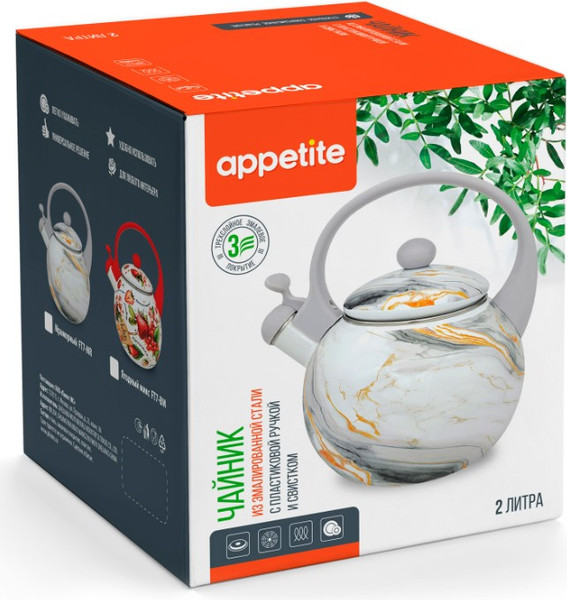 Изображение товара Чайник со свистком Appetite Мраморный FT7-MR