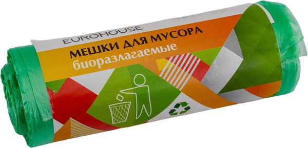 Изображение товара Пакеты для мусора EuroHouse Биоразлагаемые 30л / ЕВ 9078 (30шт, зеленый)