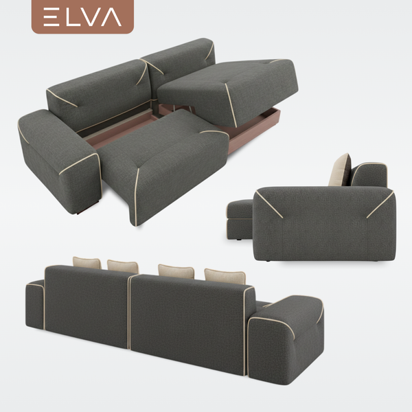 Изображение товара Диван угловой ELVA Порту А4Л-Т2С-К8П правый (Клэр 10/02)