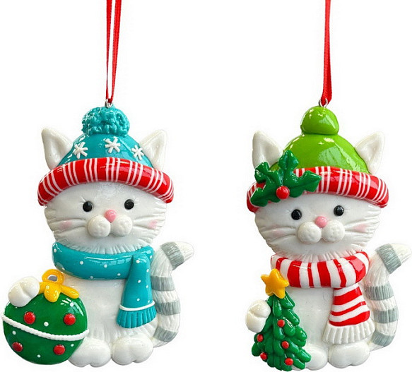 Изображение товара Елочная игрушка Kurt S. Adler Christmas 2025 Кот в новогоднем колпаке / ZCI25185