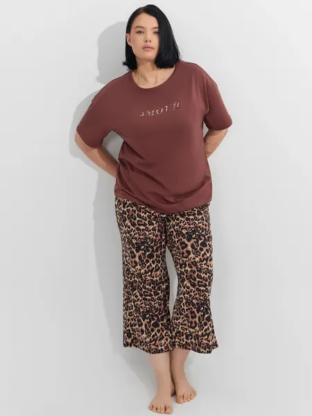 Изображение товара Пижама Mark Formelle 592595 (р.164/170-104-110, горячий шоколад/леопард на песочном)