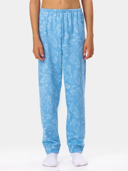 Изображение товара Пижама детская Mark Formelle 563326 (р.110-56-51, голубой/лошадки на голубом)