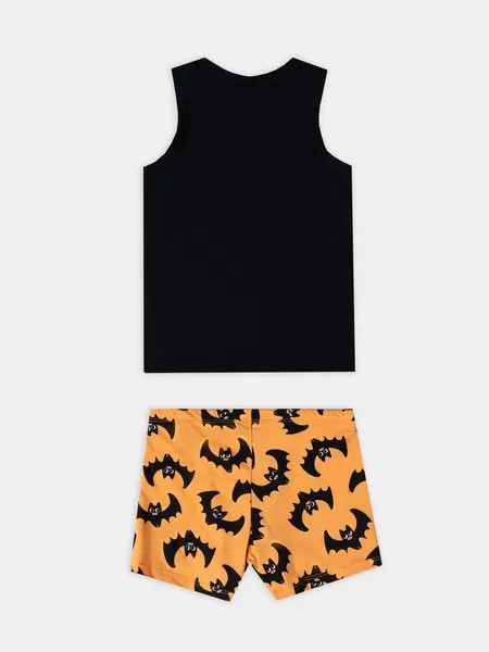 Изображение товара Комплект бельевой детский Mark Formelle 443002 (р.122-60-54, черный/летучие мыши на оранжевом)