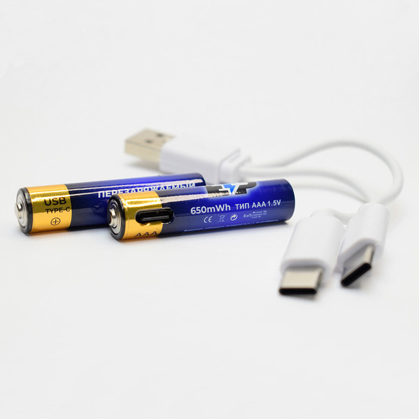 Изображение товара Комплект аккумуляторов ETP АAА 1.5V 650mwh Type-C + кабель / 104007 (2шт)