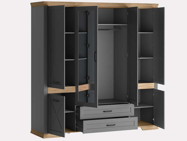 Изображение товара Шкаф Black Red White Marselle / SZF6D2S (дымчатый алмаз/дуб урбан янтарный, дымчатый алмаз)