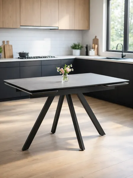 Изображение товара Обеденный стол Notta Вилли 120-180х80 (сarmen light grey/черный)
