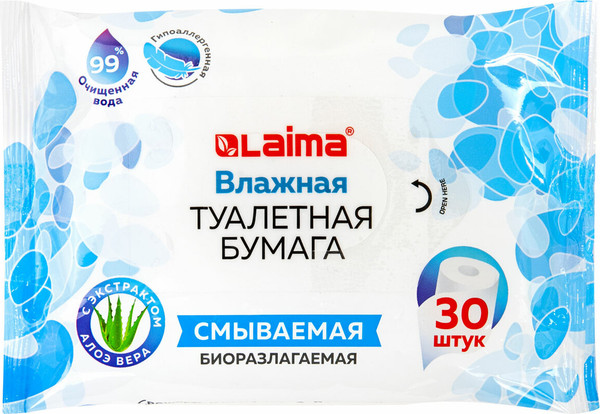 Изображение товара Влажная туалетная бумага Laima С экстрактом алоэ / 128082 (30шт)