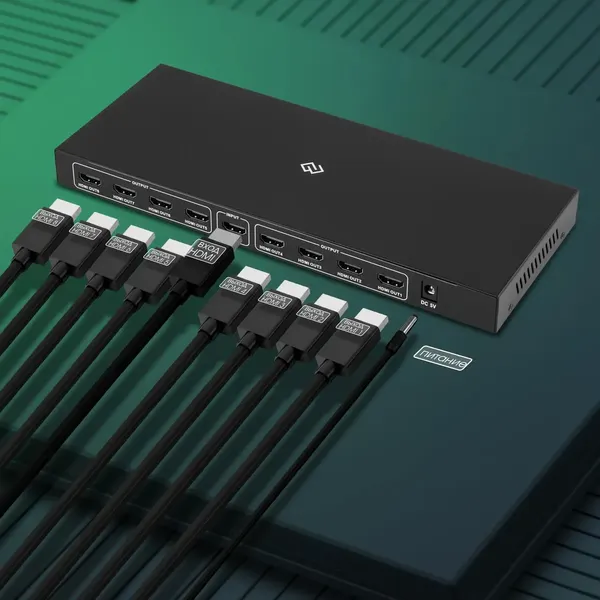 Изображение товара Сплиттер Digma DHSP-v1.4x8 HDMI (f)/8xHDMI (f) (черный)