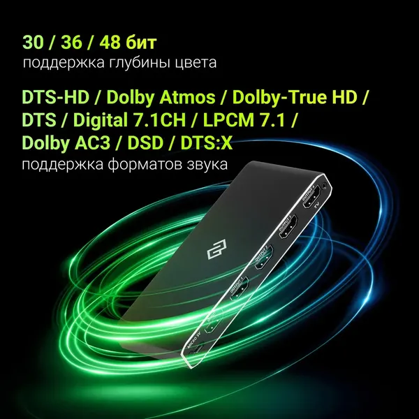 Изображение товара Сплиттер Digma DHSP-v2x4 HDMI (f)/4xHDMI (f) (черный)