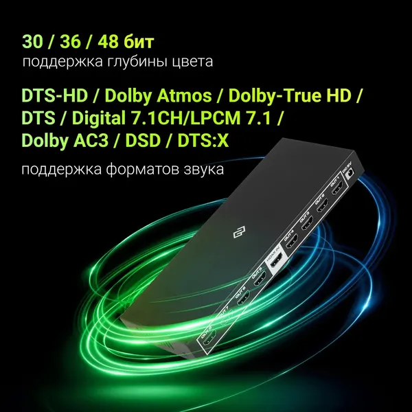 Изображение товара Сплиттер Digma DHSP-v2x8 HDMI (f)/8xHDMI (f) (черный)