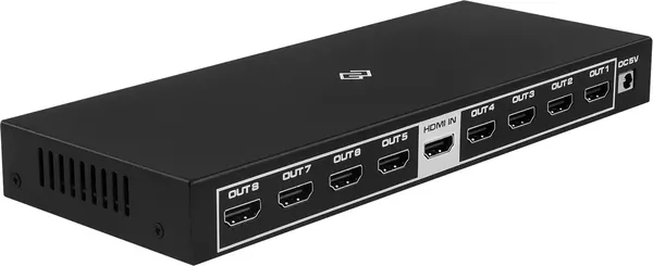 Изображение товара Сплиттер Digma DHSP-v2x8 HDMI (f)/8xHDMI (f) (черный)