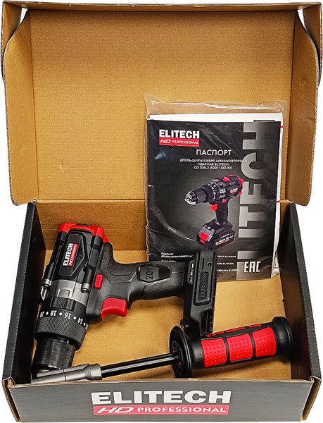 Изображение товара Аккумуляторная дрель-шуруповерт Elitech CD 20BL2 / 205726