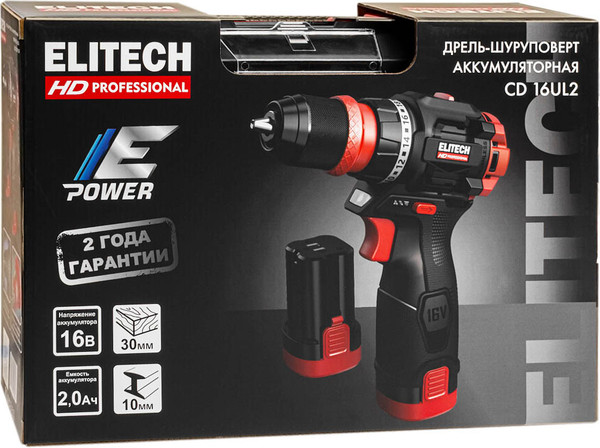Изображение товара Аккумуляторная дрель-шуруповерт Elitech CD 16UL2 / 214224