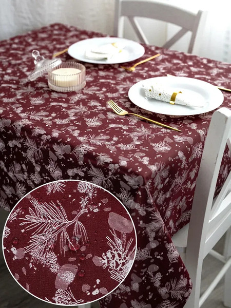 Изображение товара Скатерть Моготекс Красные морозные ветки 02ШС8-14-КВ рис.2634/010101 (220x150)