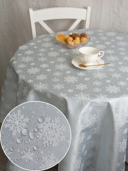 Изображение товара Скатерть Моготекс Серебряные снежинки 02ШС8-14-КВ рис.2652/250302 (220x150)