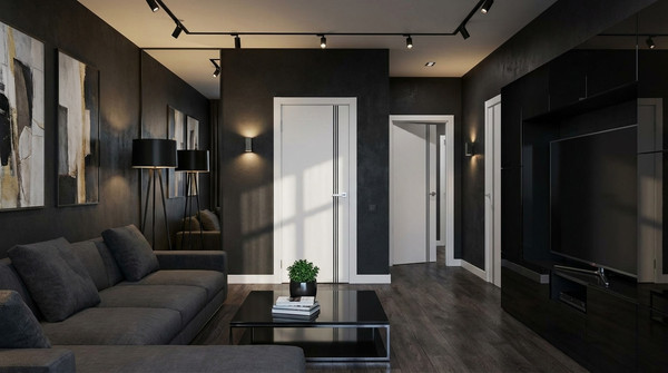 Изображение товара Дверь межкомнатная Юни Эмаль Line 3 60х200 (белый/черный)