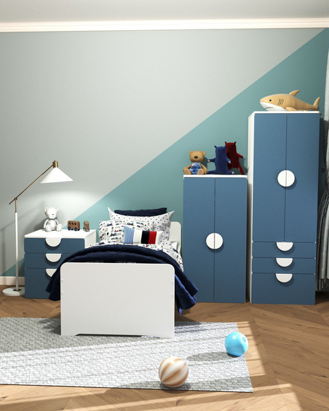 Изображение товара Шкаф Mebelain Пикси 180 с 3 ящиками (озорной синий)