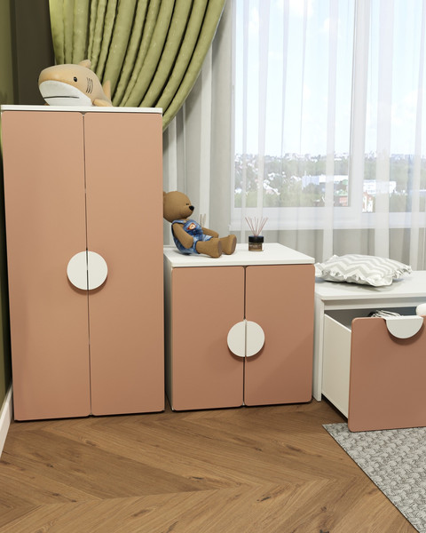 Изображение товара Шкаф Mebelain Пикси 120 с 3 полками (мечтательный розовый)