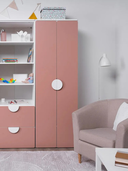 Изображение товара Шкаф Mebelain Пикси 180 со штангой (мечтательный розовый)