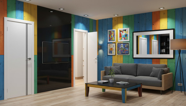 Изображение товара Дверь межкомнатная Юни Эмаль Line 3 70х200 (белый/черный)