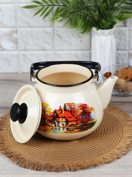 Изображение товара Чайник КМЗ Старая мельница / 42104-132/6-У4СлСМ (слоновая кость)