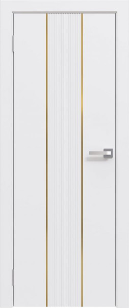 Изображение товара Дверь межкомнатная Юни Эмаль Line 4 80х200 (белый/золотистый)
