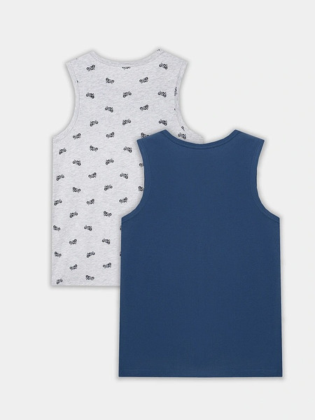 Изображение товара Комплект маек детских Mark Formelle 423344-2 (р.164-84, синий/мотоциклы на светло-сером меланже)