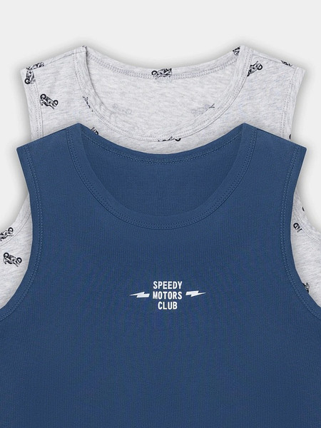 Изображение товара Комплект маек детских Mark Formelle 423344-2 (р.164-84, синий/мотоциклы на светло-сером меланже)