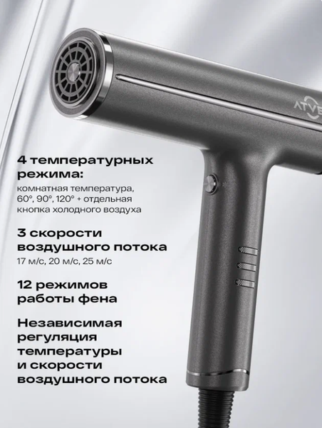 Изображение товара Фен Atvel AirJet HD6 Gray 81201
