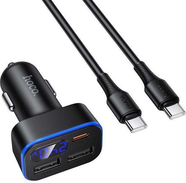 Изображение товара Зарядное устройство автомобильное Hoco Z63A + кабель Type-C-Type-C (черный)