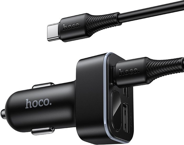 Изображение товара Зарядное устройство автомобильное Hoco Z63A + кабель Type-C-Type-C (черный)